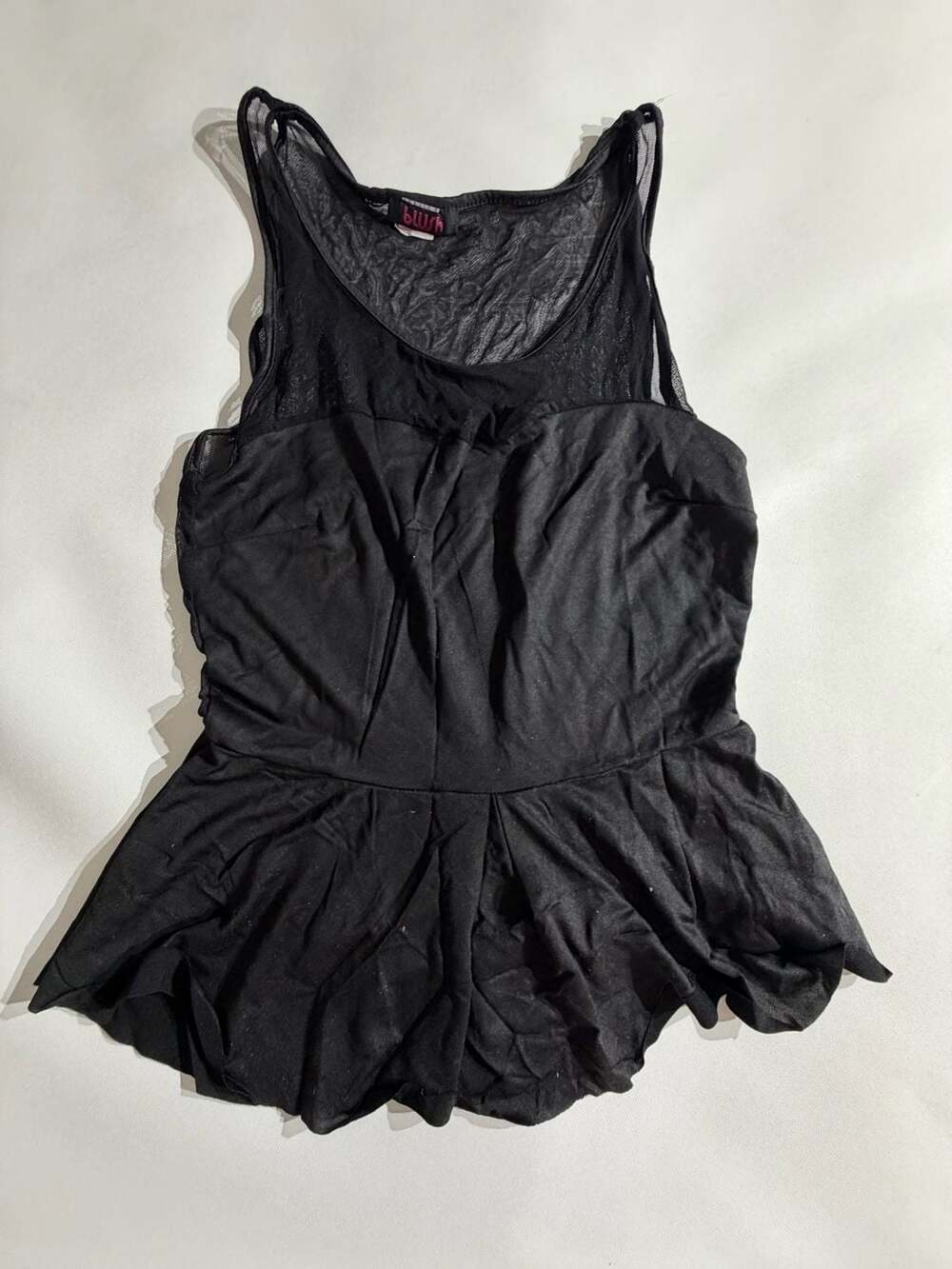 Blush Black Mesh Y2K Peplum Tank Top Sleeveless Party Clubwear Womens